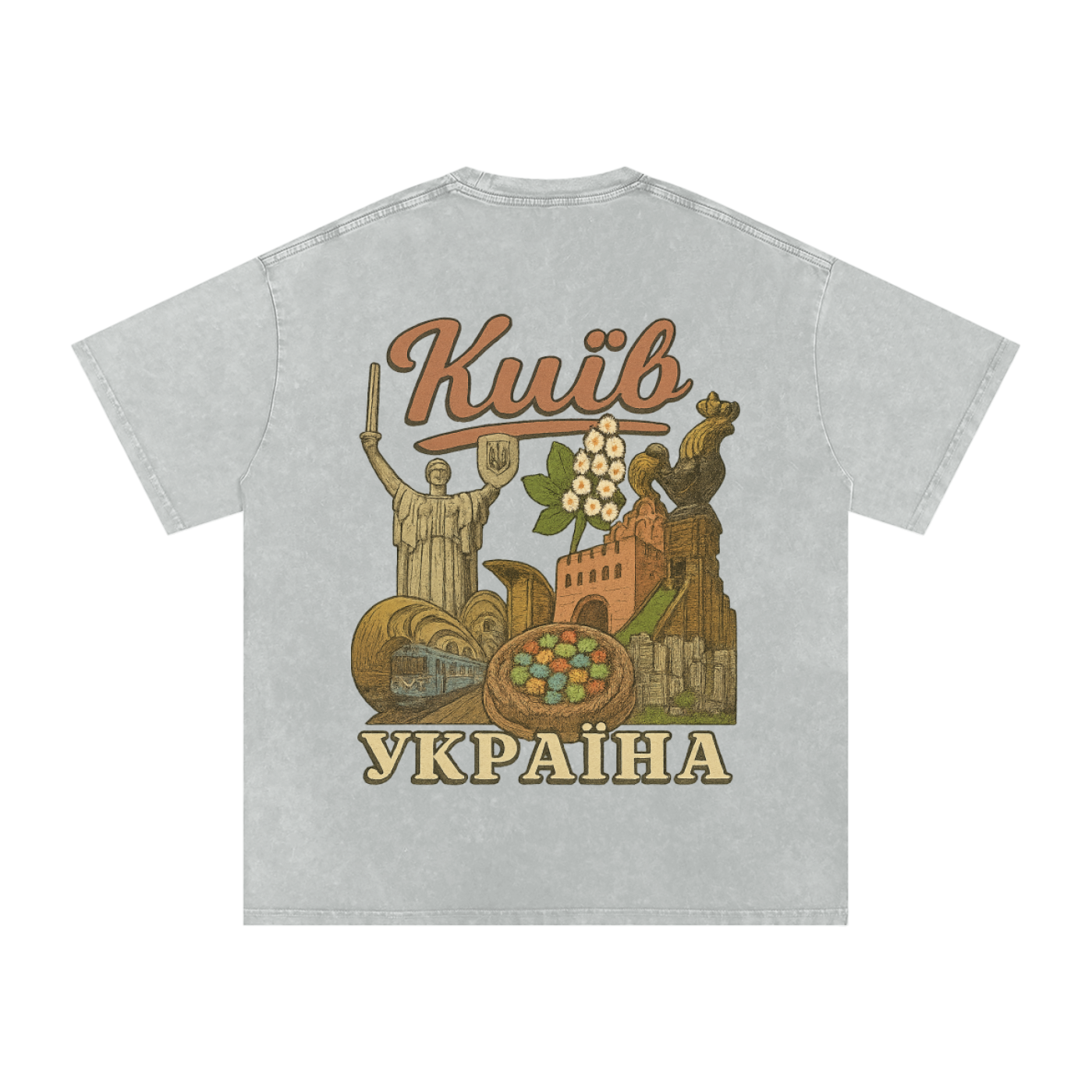 "Київ" Snow Washed Oversized Cotton T-Shirt (back)