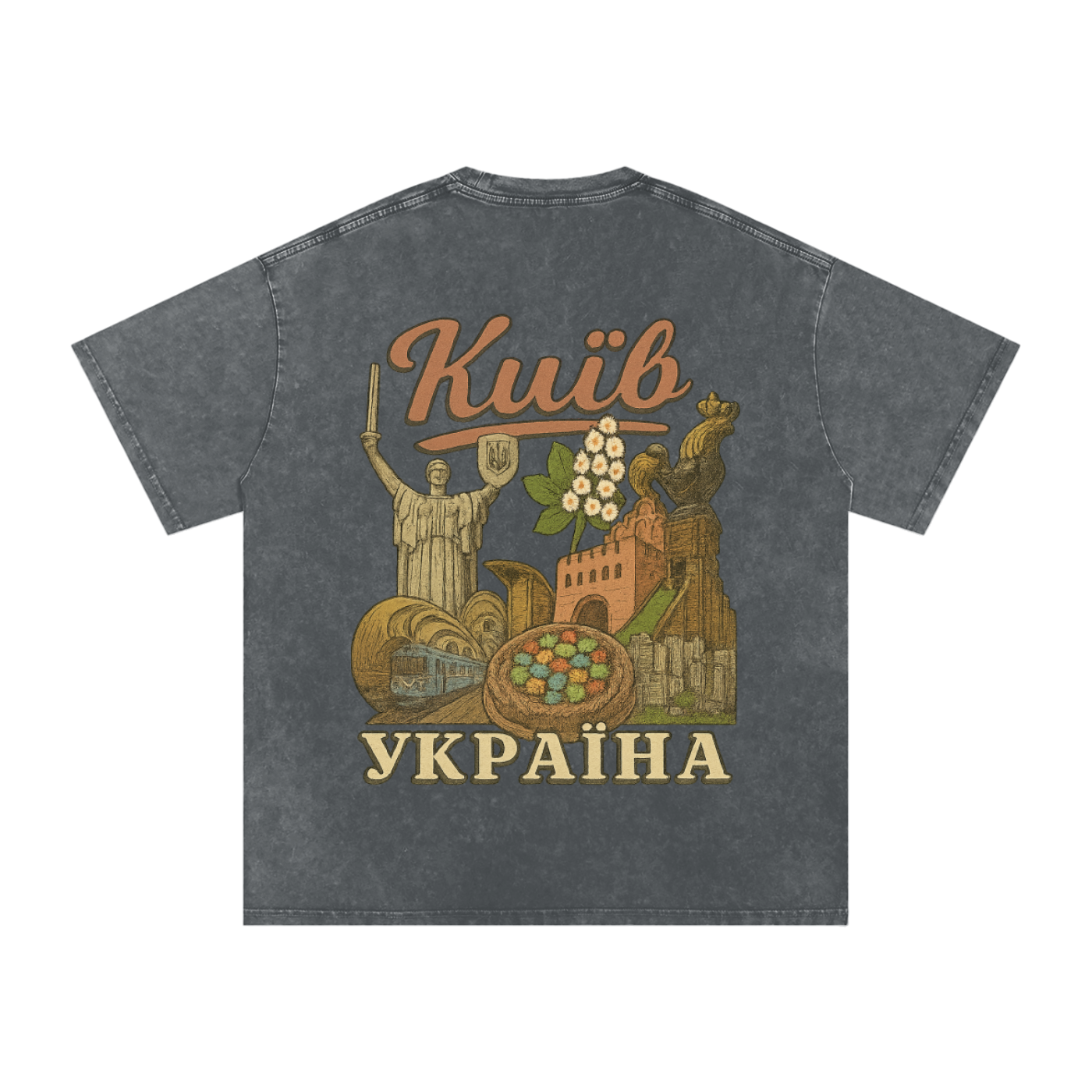 "Київ" Snow Washed Oversized Cotton T-Shirt (back)