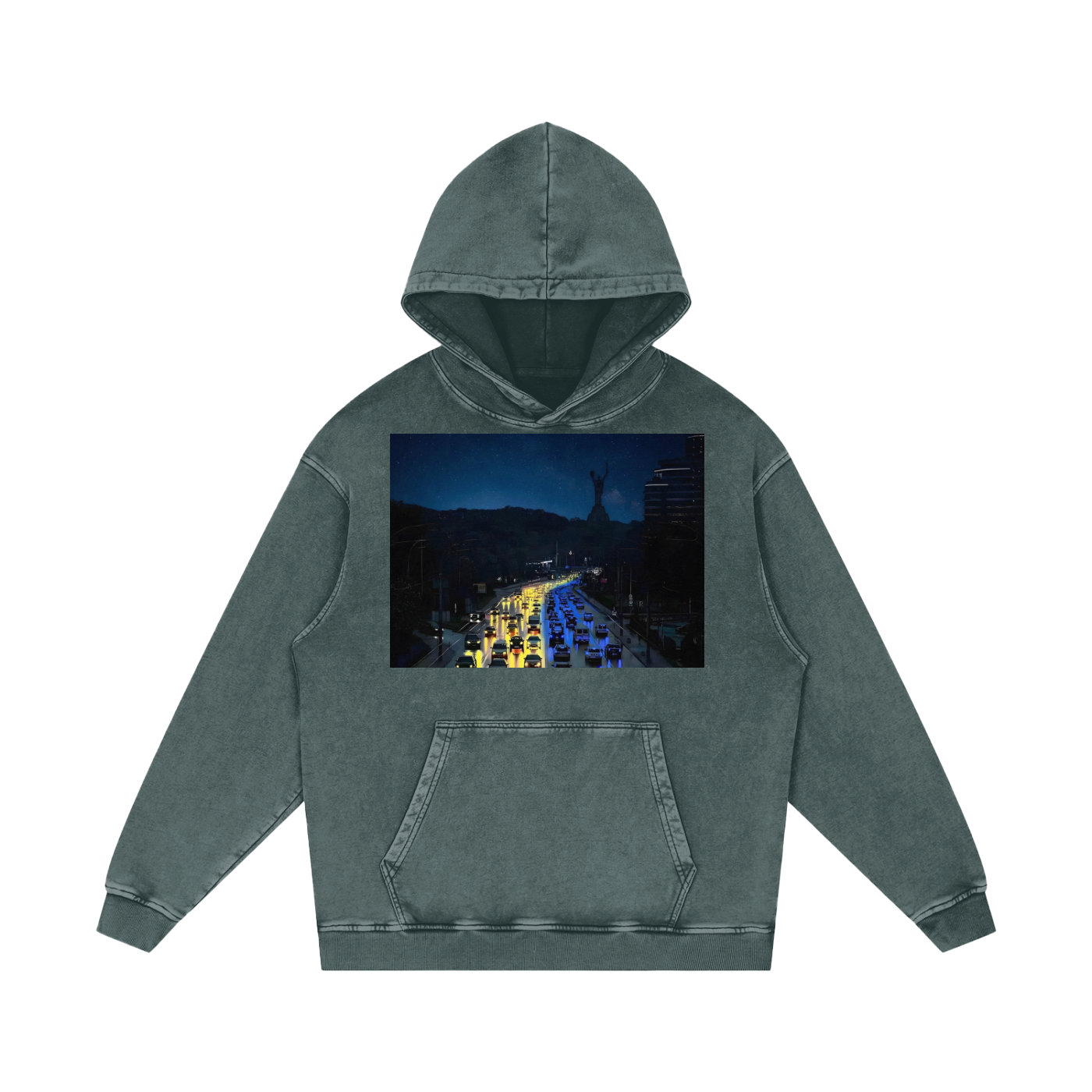 Vintage Oversize Hoodie "Night Kyiv"