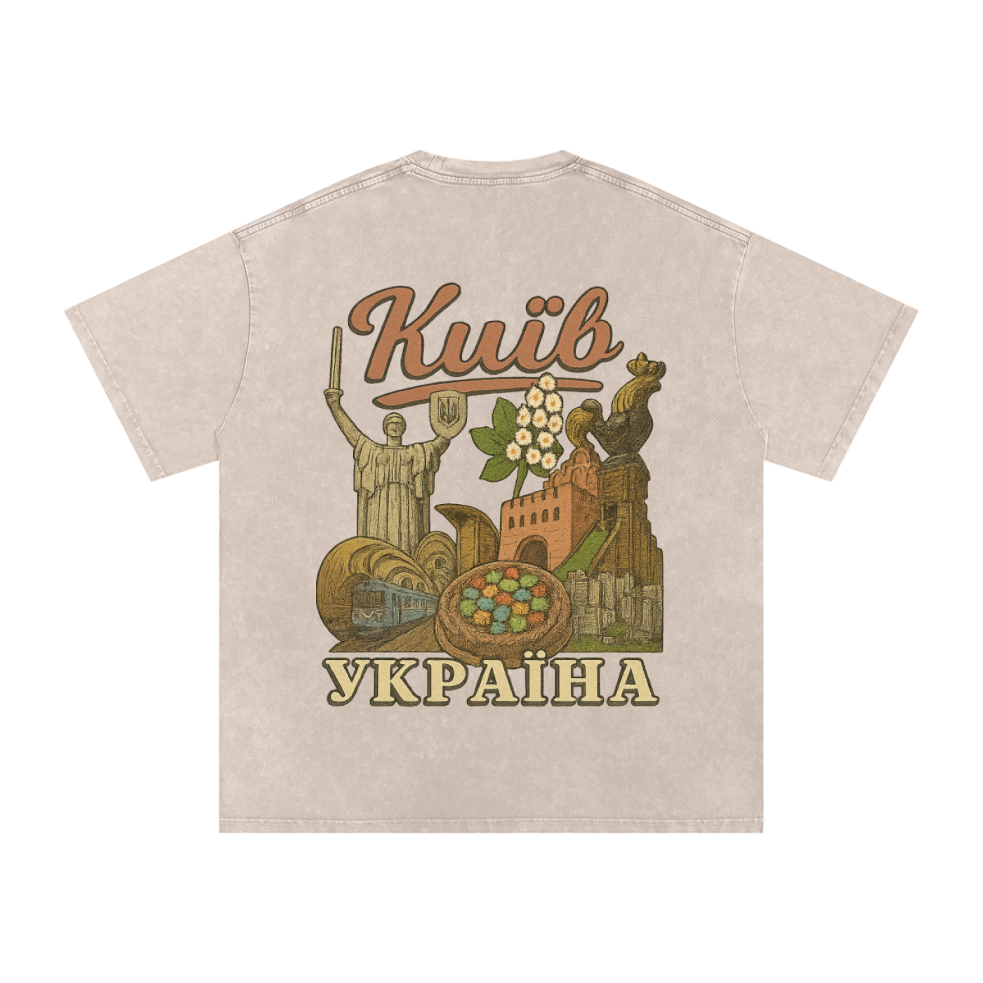 "Київ" Snow Washed Oversized Cotton T-Shirt (back)