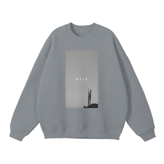 "Kyiv" Streetwear Unisex Solid Color Fleece Pullover