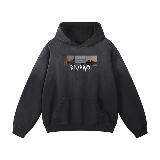 "DNIPRO" Heavyweight Sunfade Oversized Hoodie