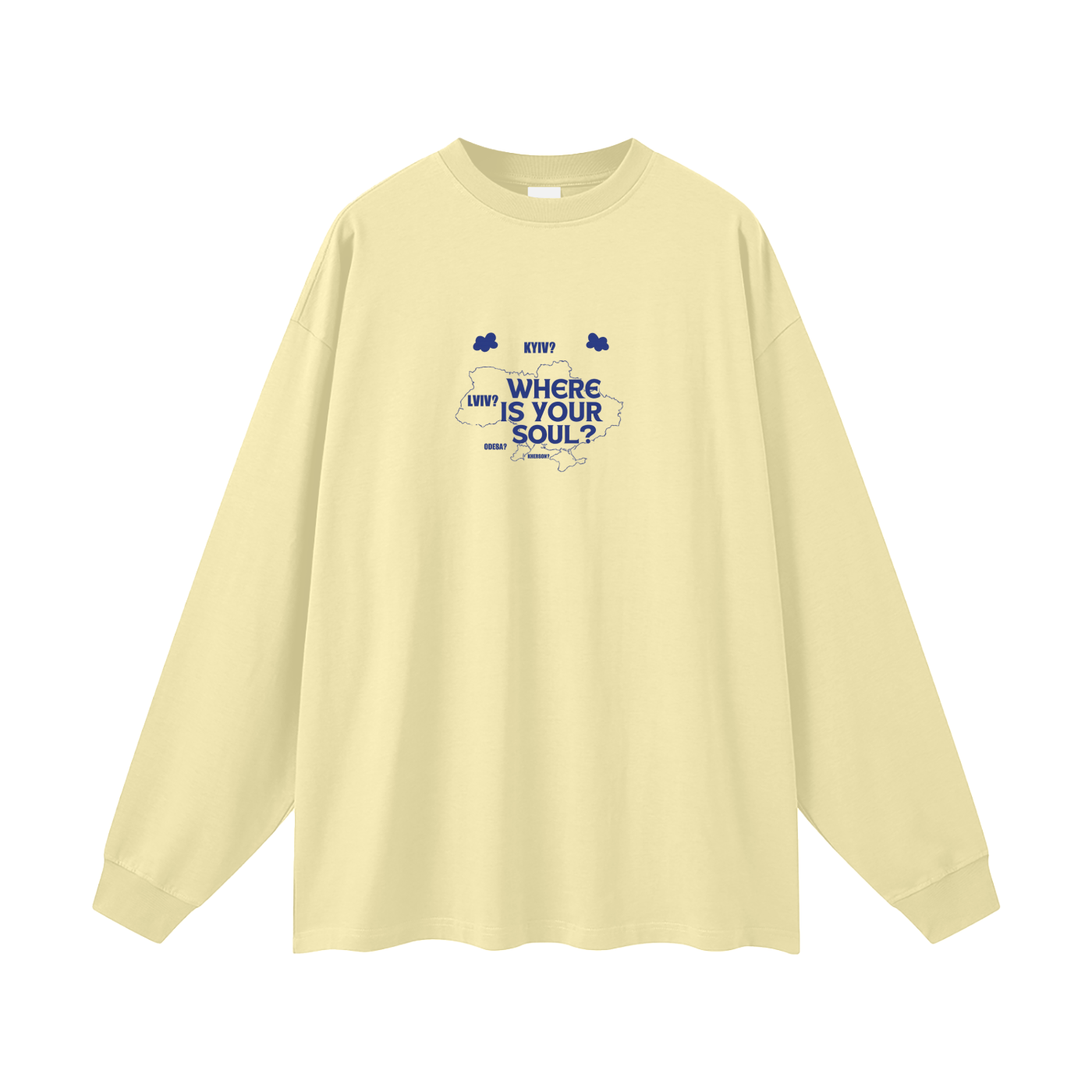 "Where is your soul?" Oversized Unisex Long Sleeve T-Shirt