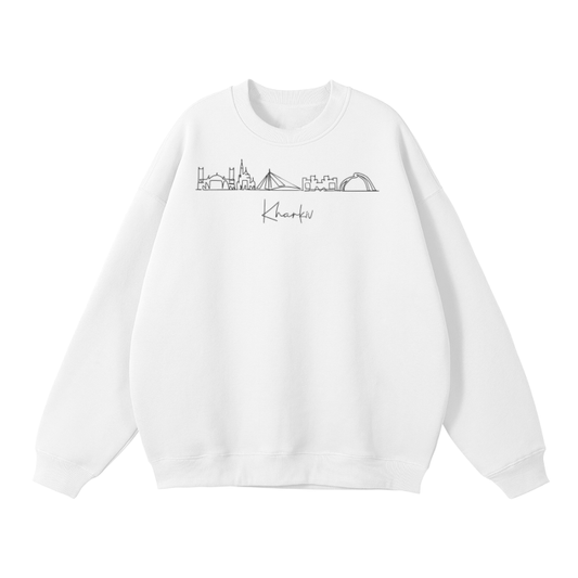 "Kharkiv" Streetwear Unisex Solid Color Fleece Pullover (white)