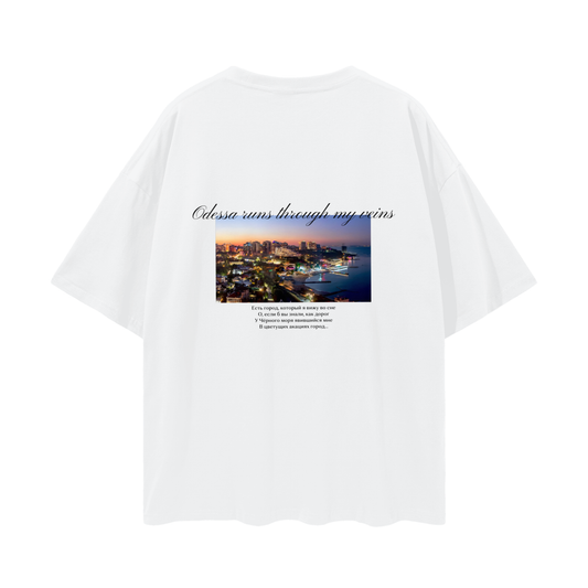 "Odesa" (back) Oversize Deep Drop Shoulder Tee - 190 GSM