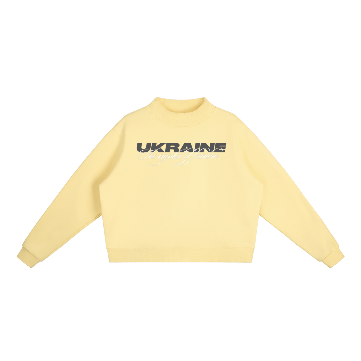 "Ukraine" Essential Fleece Mock-Neck Crew Sweatshirt