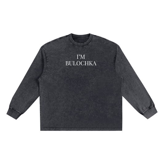"I’M BULOCHKA" Snow Washed Oversize Long Sleeve T-shirt