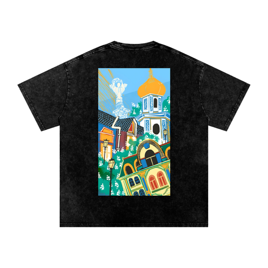 "Kyiv" Snow Washed Oversized Cotton T-Shirt (back) - 250 GSM