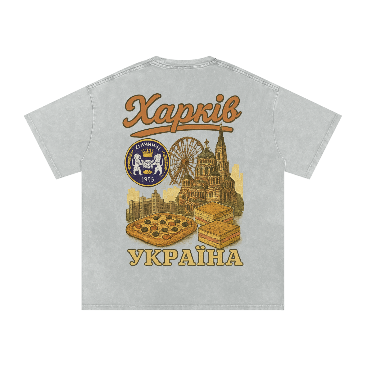 "Харків" Snow Washed Oversized Cotton T-Shirt (back)