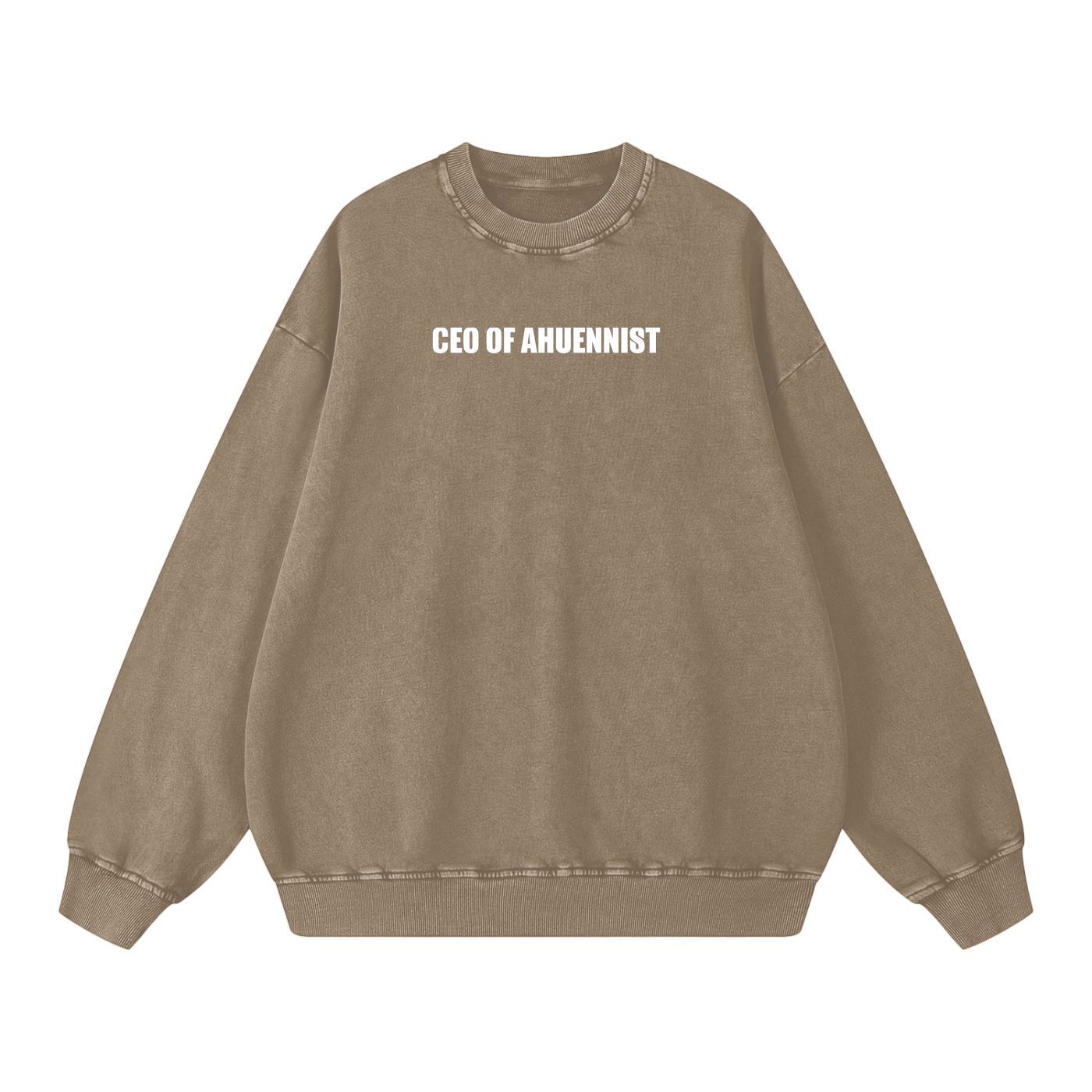 "CEO OF AHUENNIST" Snow Washed Oversized Sweatshirt