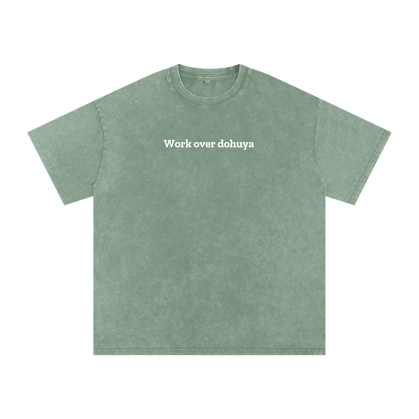 “Work over dohuya“ Snow Washed Oversized Cotton T-Shirt