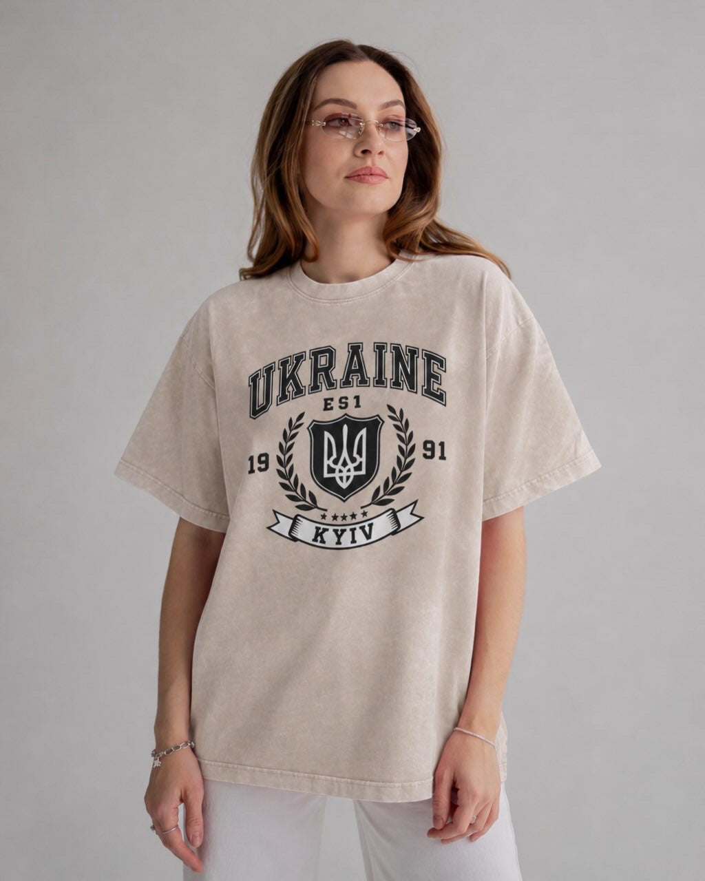 "Ukraine" Acid Wash Oversize T-Shirt - 250 GSM