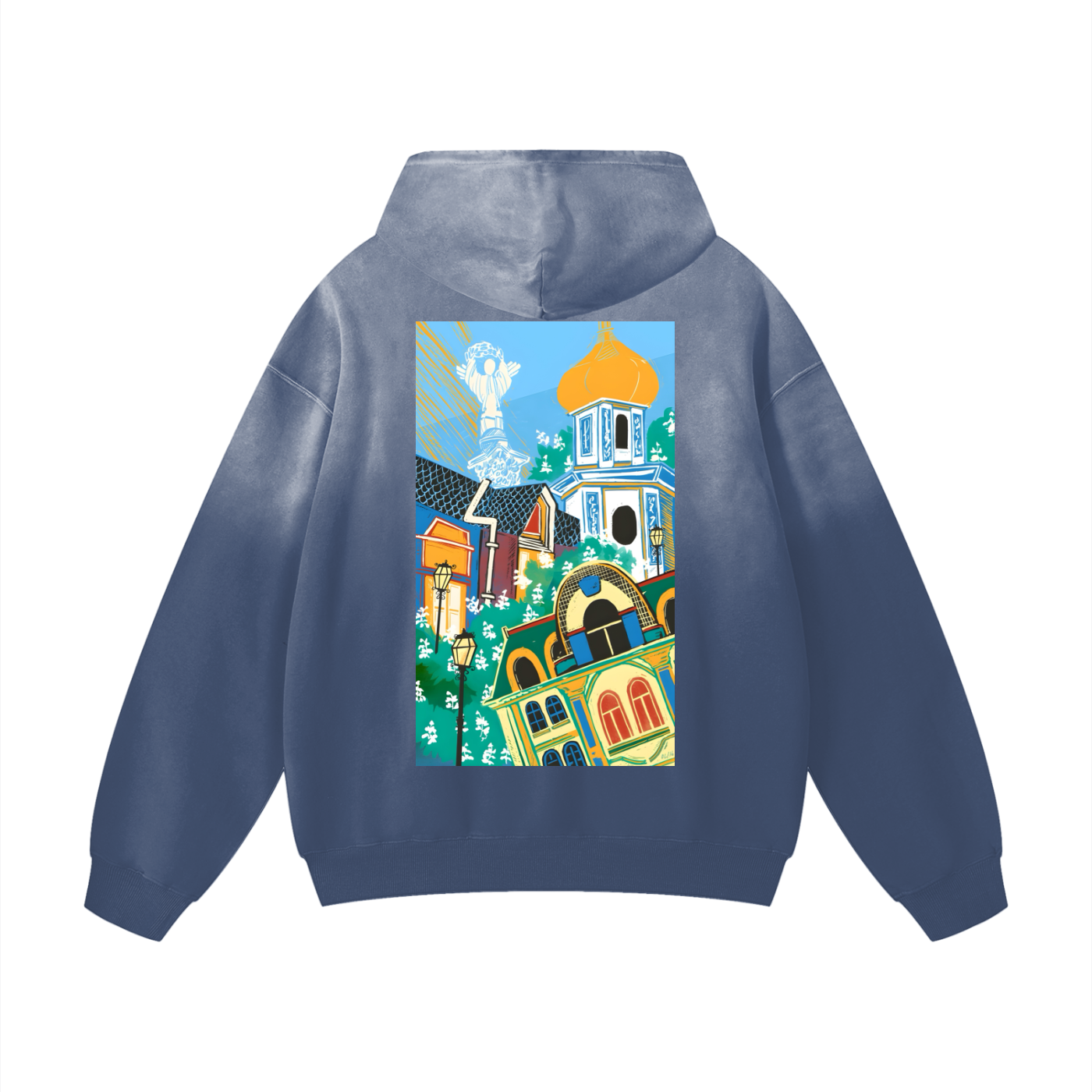 "Kyiv" Heavyweight Sunfade Oversized Hoodie (back) - 400 GSM