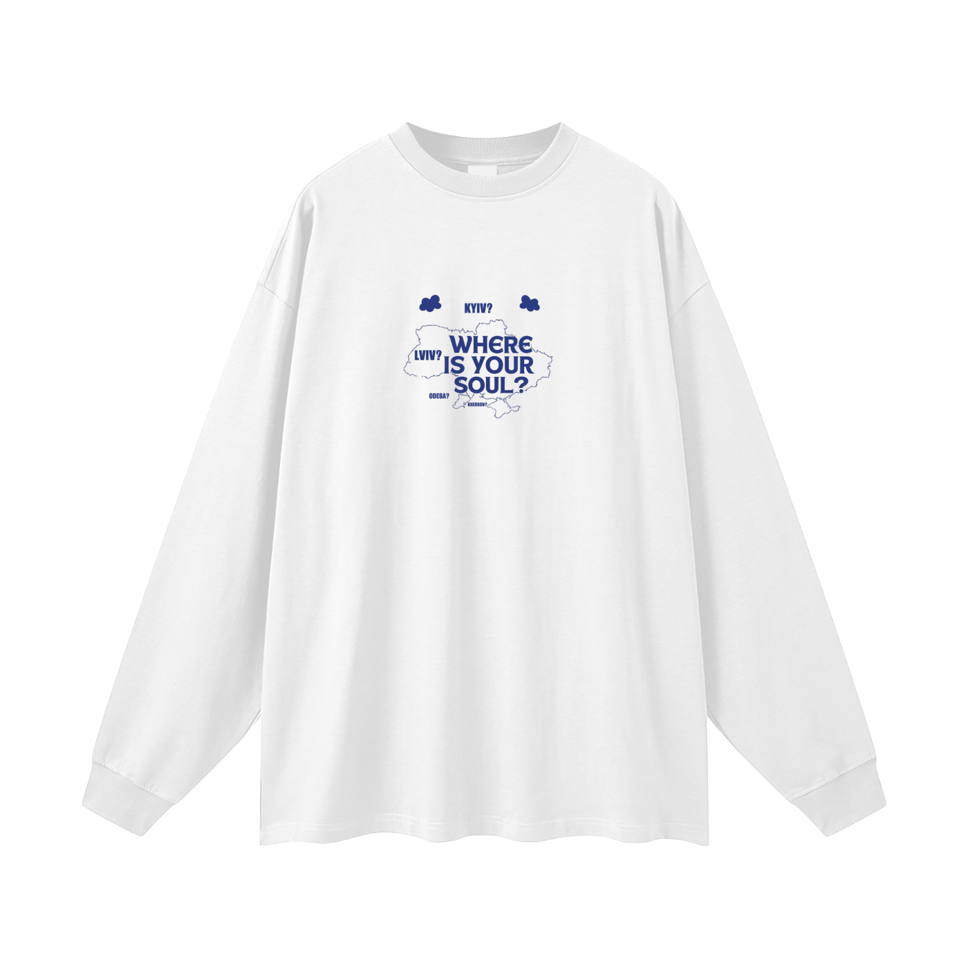 "Where is your soul?" Oversized Unisex Long Sleeve T-Shirt