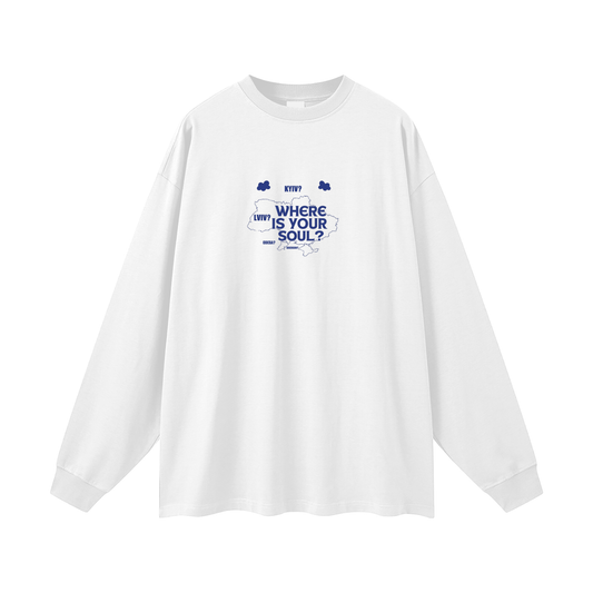 "Where is your soul?" Oversized Unisex Long Sleeve T-Shirt