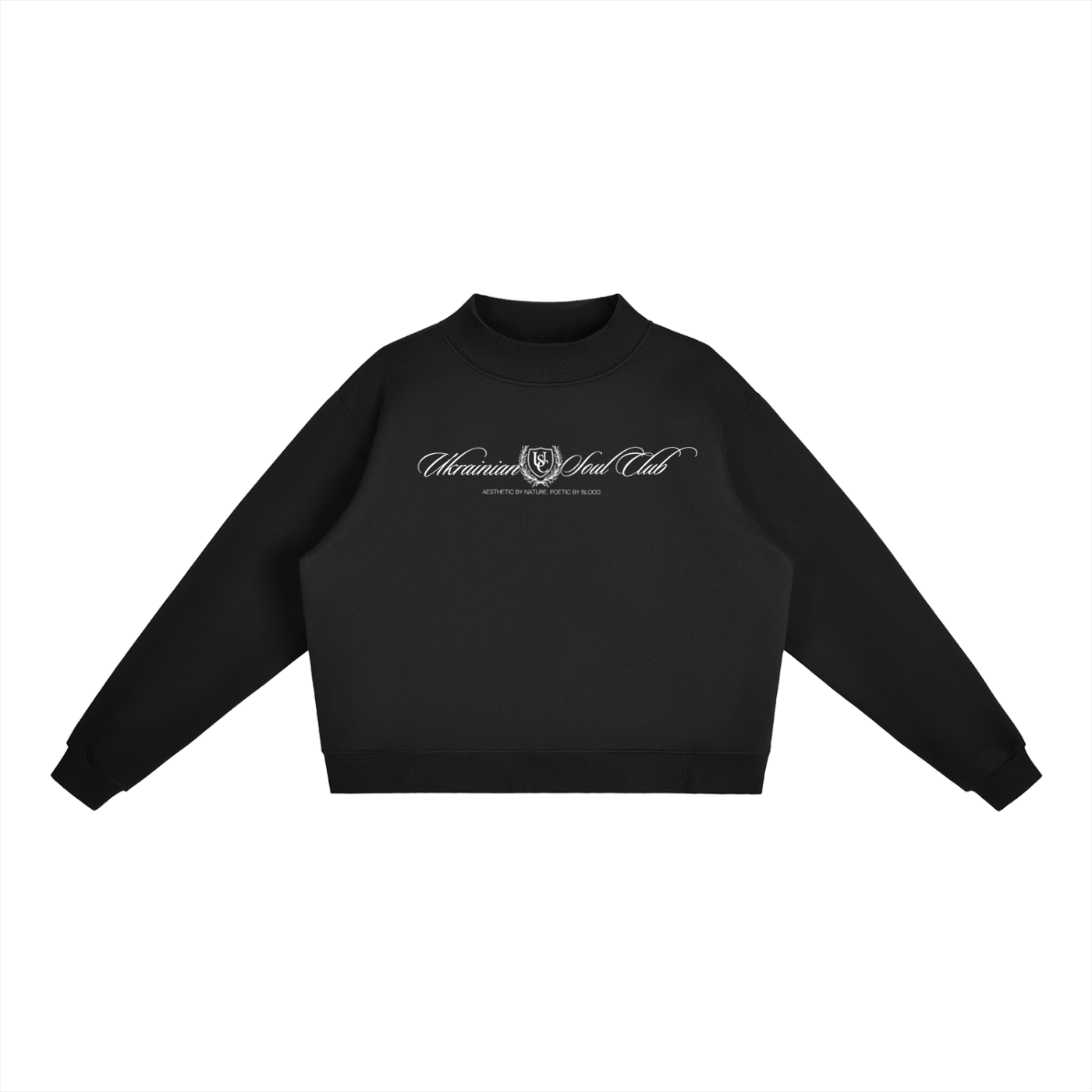 “Ukrainian Soul Club” Essential Fleece Mock-Neck Crew Sweatshirt