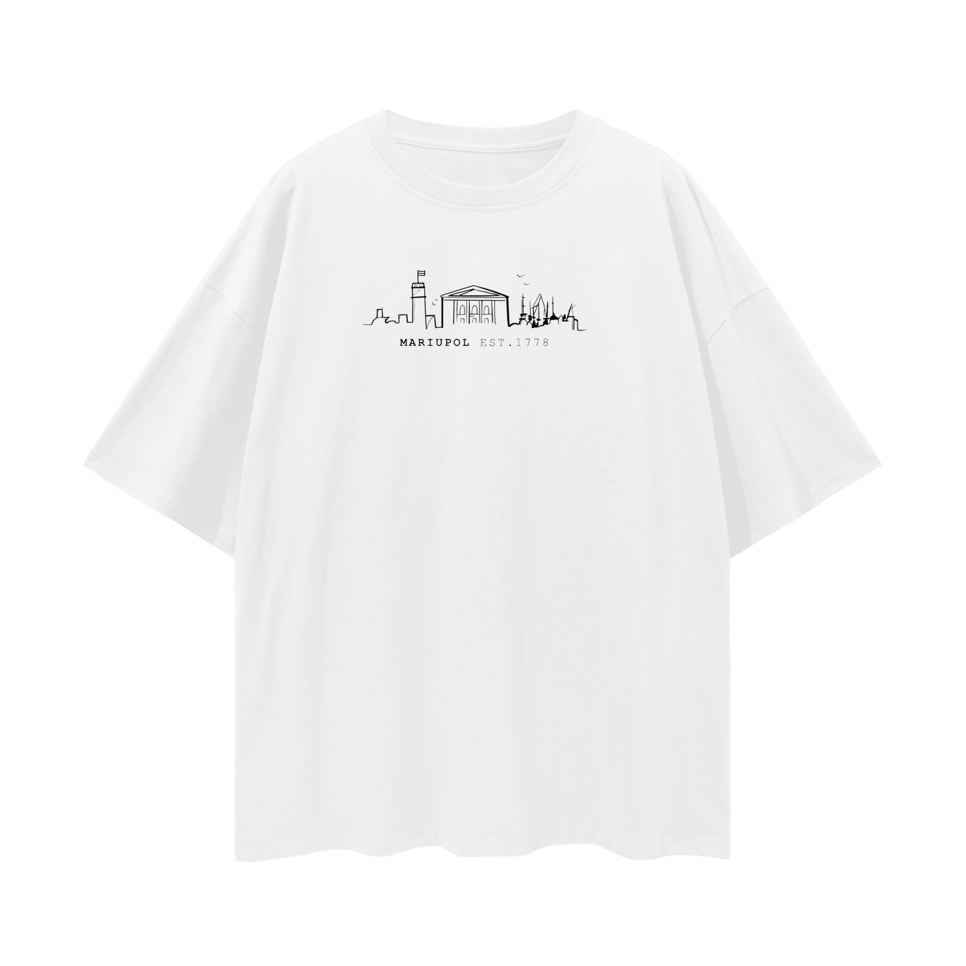 "MARIUPOL EST. 1778" Oversize Deep Drop Shoulder Tee - 190 GSM