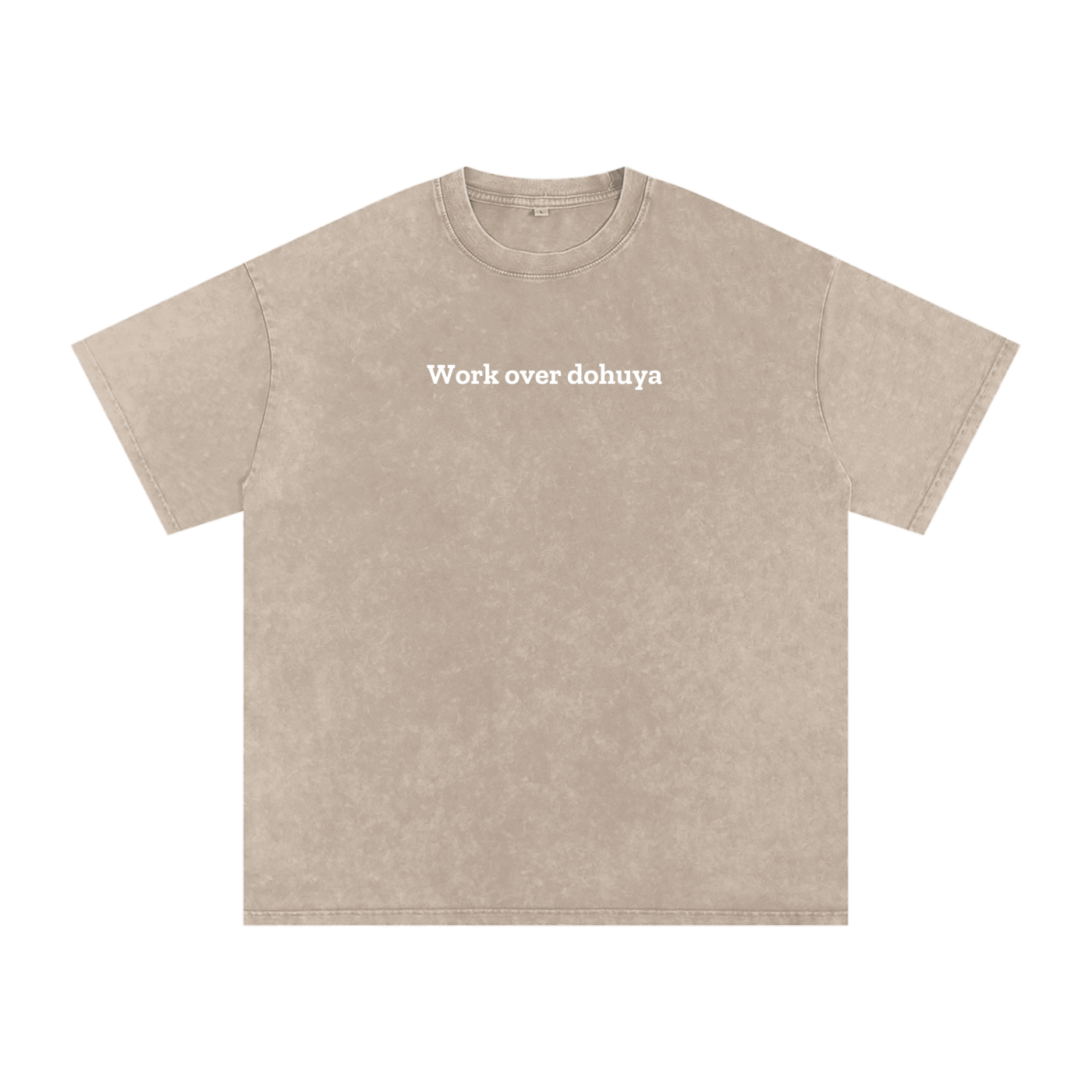 “Work over dohuya“ Snow Washed Oversized Cotton T-Shirt
