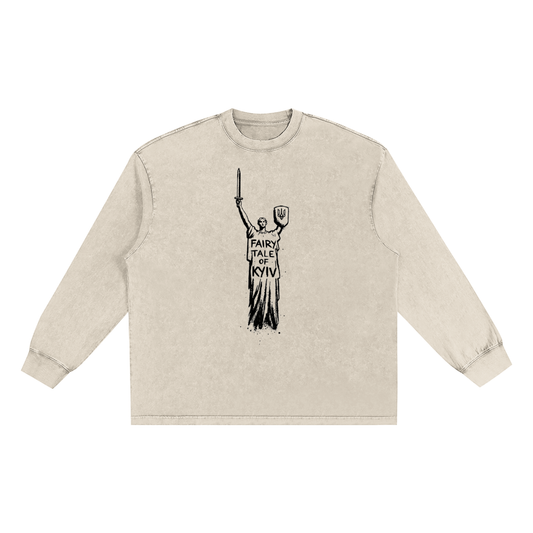 "Fairy Tale Of Kyiv" Snow Washed Frayed Edge T-Shirt