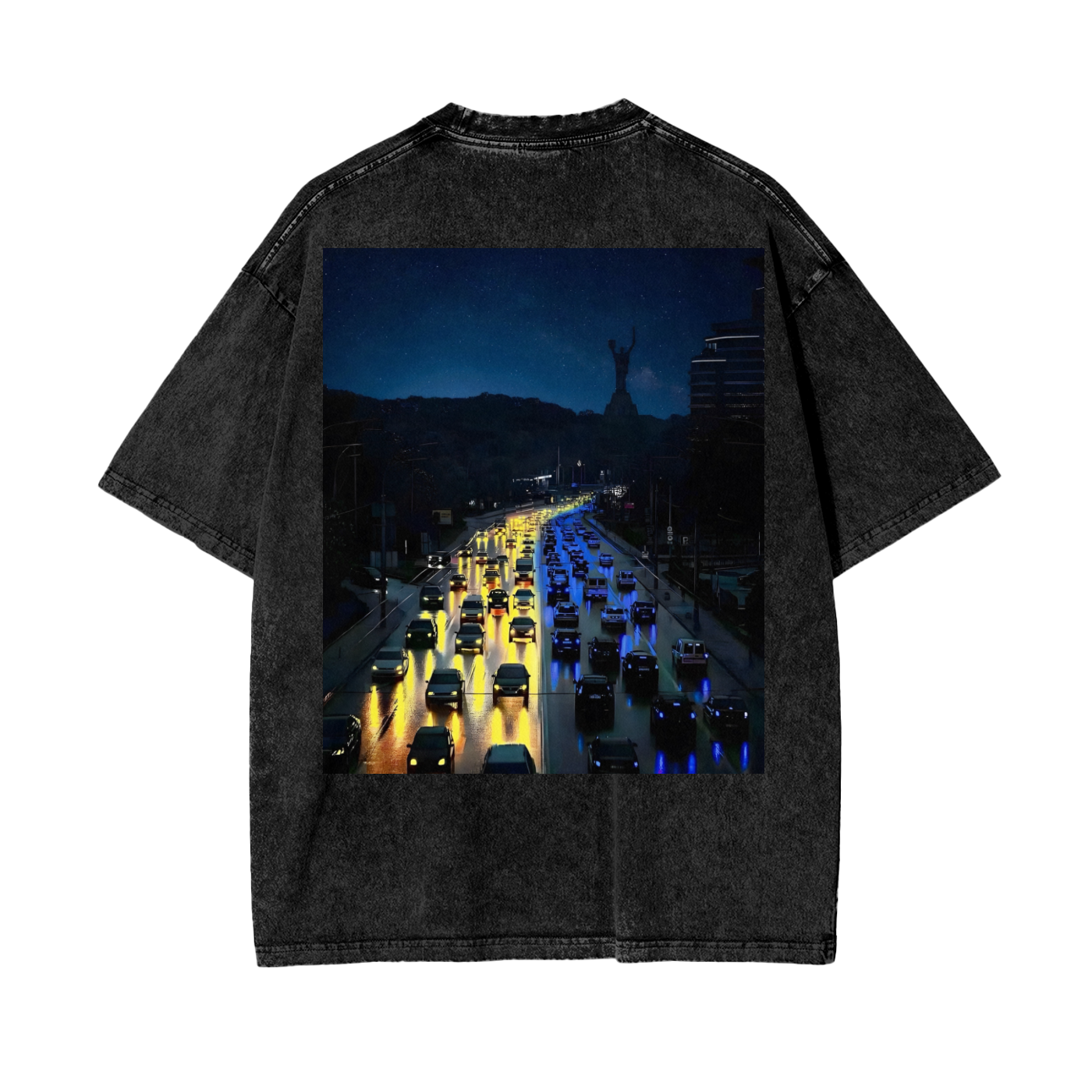 Oversize Vintage T-shirt "Night Kyiv" (Back)