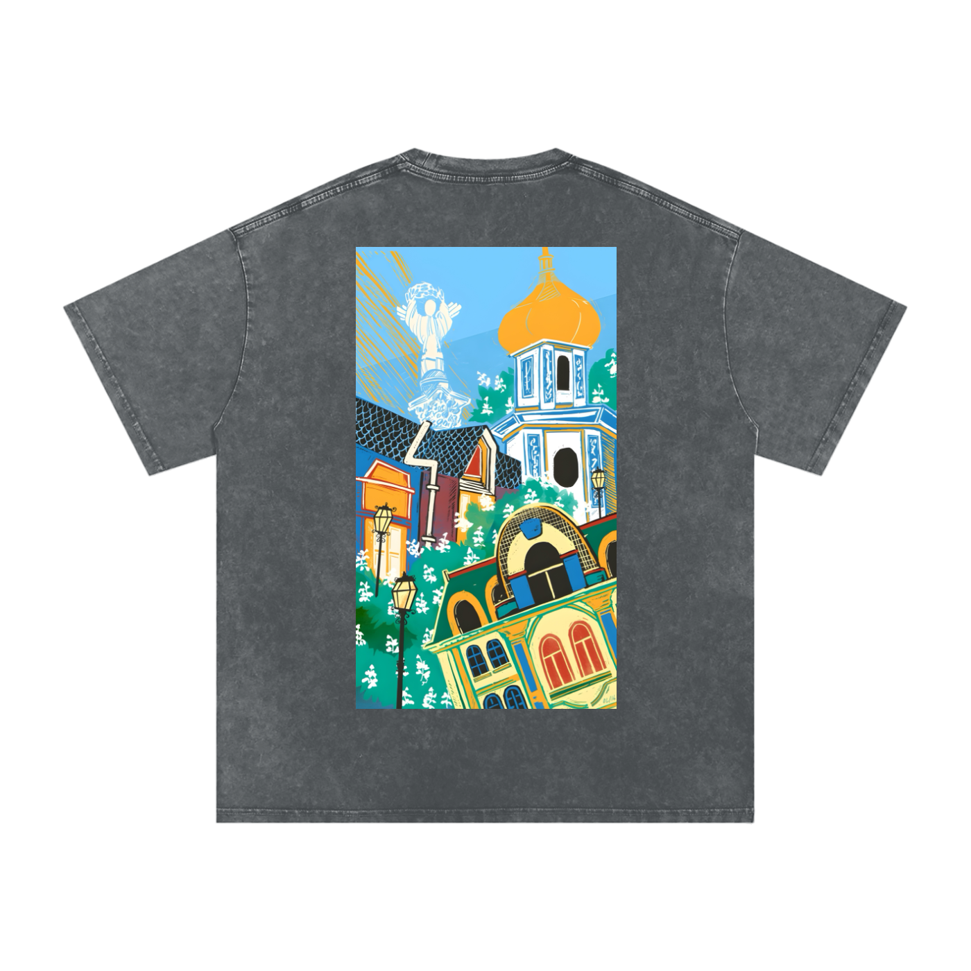 "Kyiv" Snow Washed Oversized Cotton T-Shirt (back) - 250 GSM