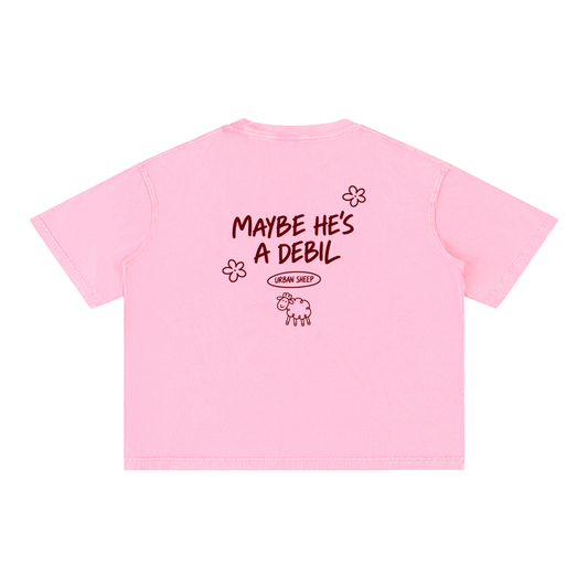 "DEBIL" Mineral Wash Boxy Cotton T-Shirt