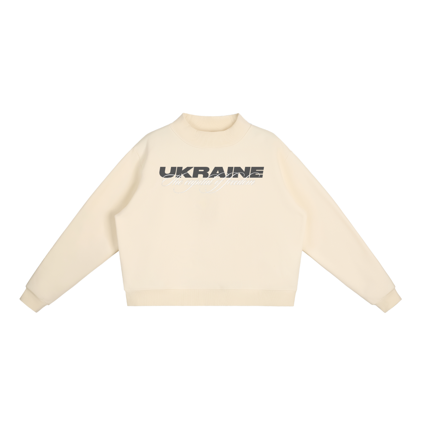 "Ukraine" Essential Fleece Mock-Neck Crew Sweatshirt