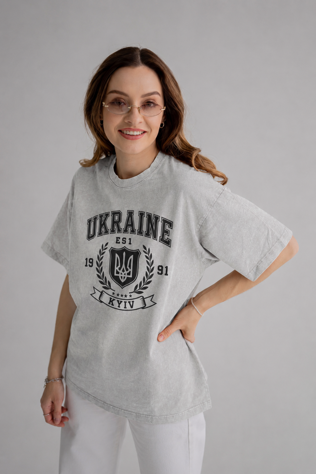 "Ukraine" Acid Wash Oversize T-Shirt - 250 GSM