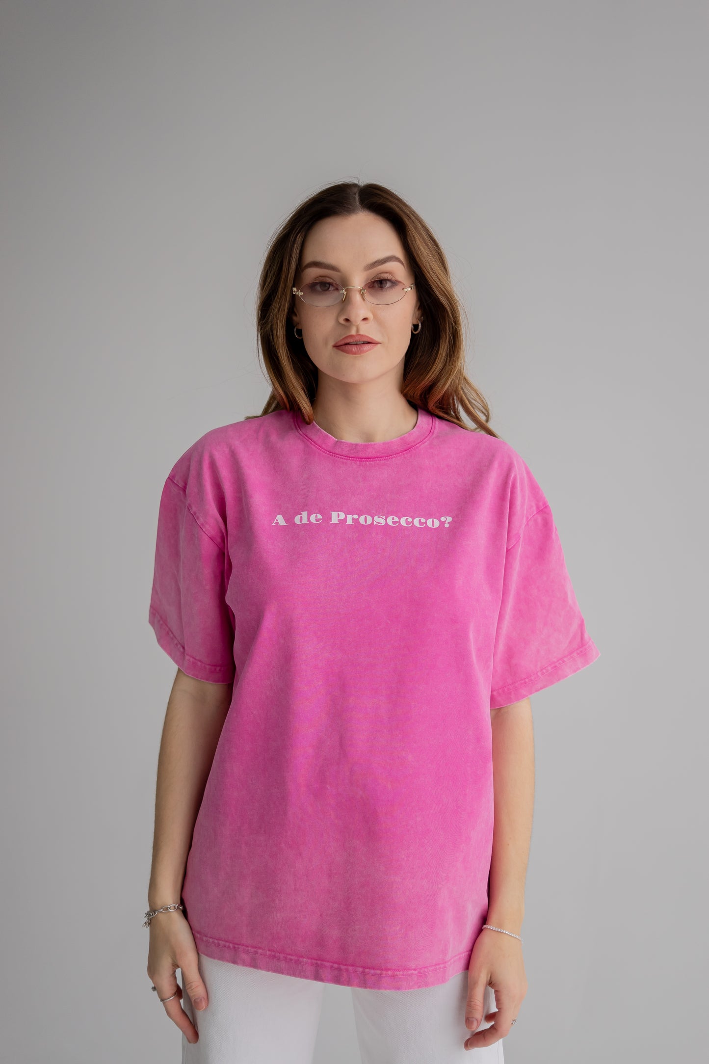 “A de Prosecco?” Snow Washed Oversized Cotton T-Shirt