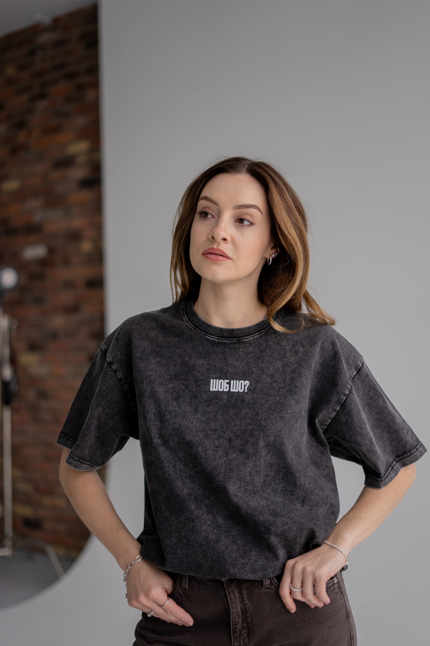 "Шоб шо" Snow Washed Oversized Cotton T-Shirt