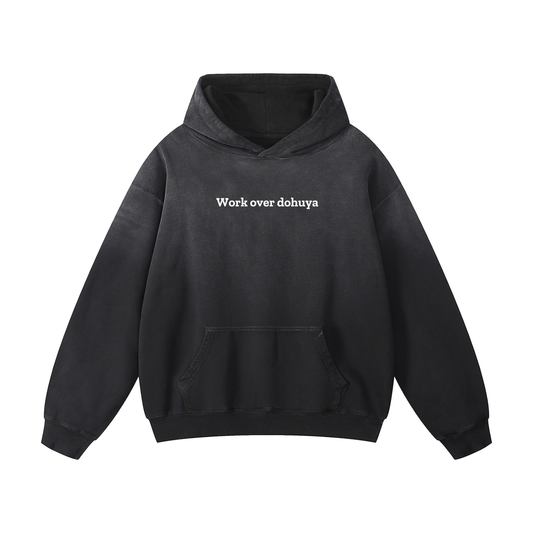 "Work over dohuya" Heavyweight Sunfade Oversized Hoodie