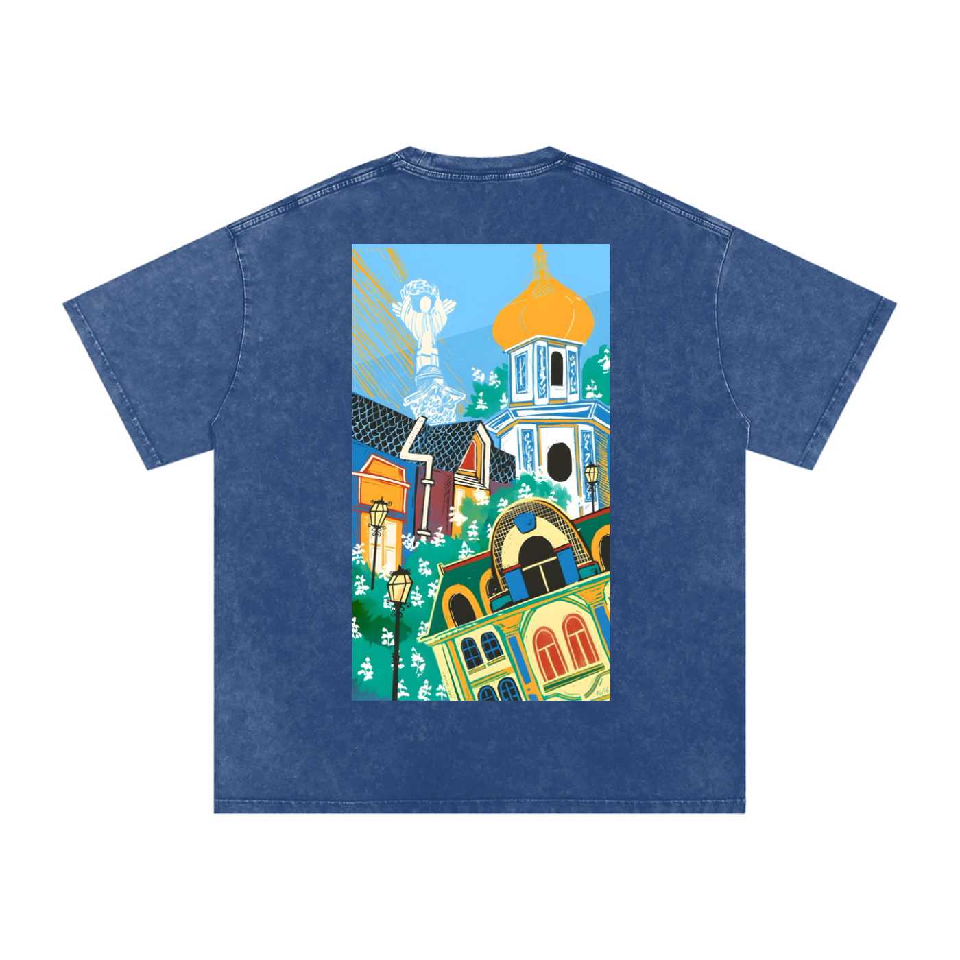 "Kyiv" Snow Washed Oversized Cotton T-Shirt (back) - 250 GSM