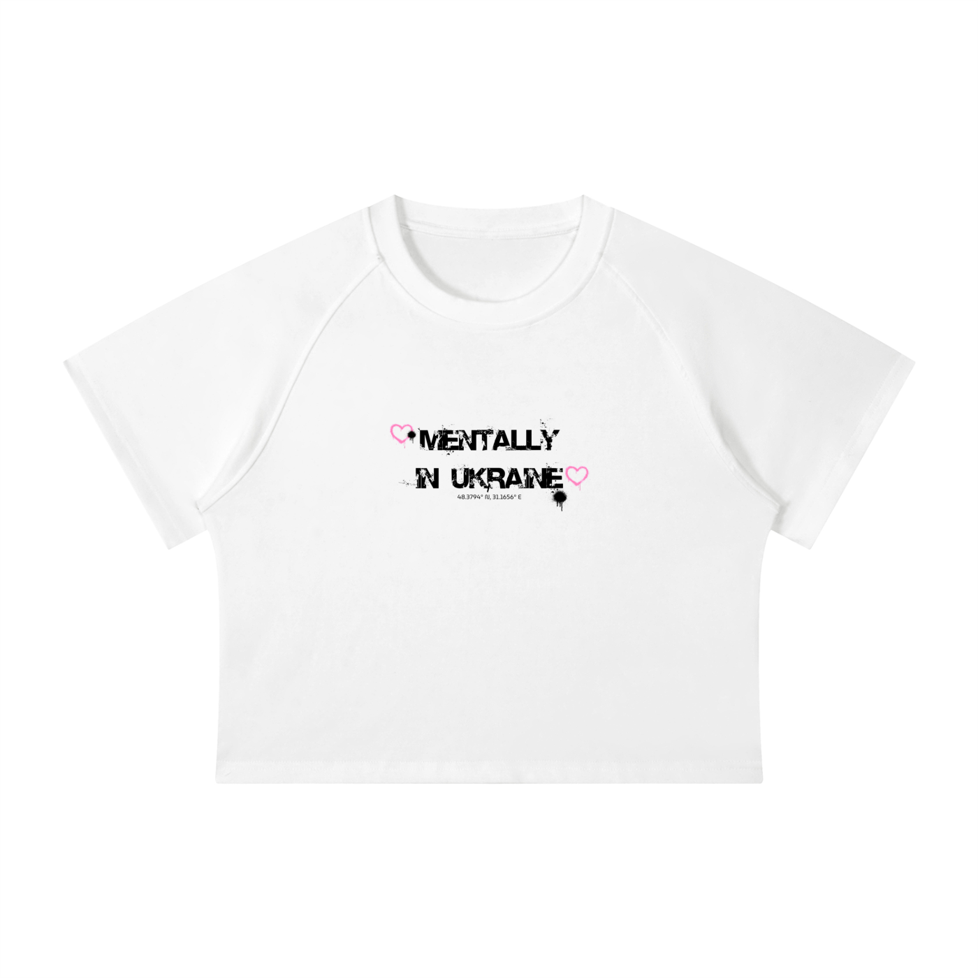 "Mentally in Ukraine" Women's Mineral Wash Raglan Crop T-Shirt