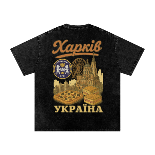 "Харків" Snow Washed Oversized Cotton T-Shirt (back)