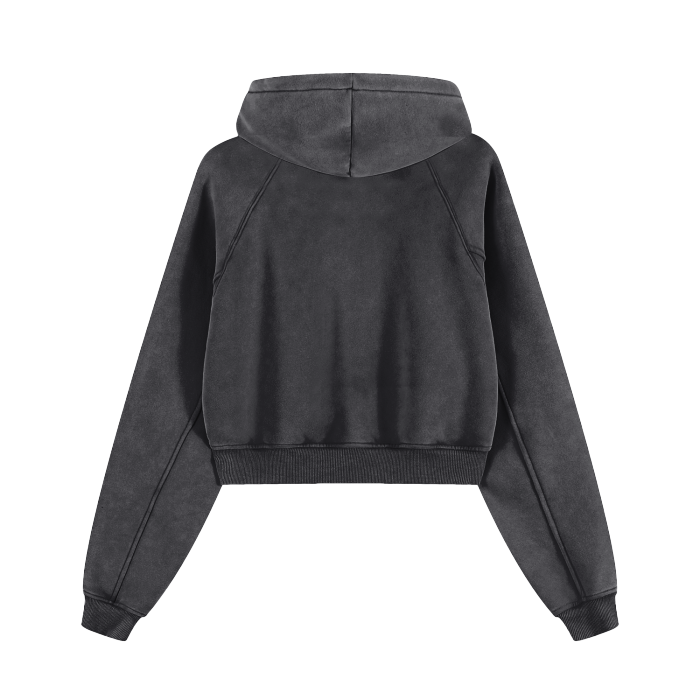 “Work over dohuya“ Snow Washed Cropped Hoodie