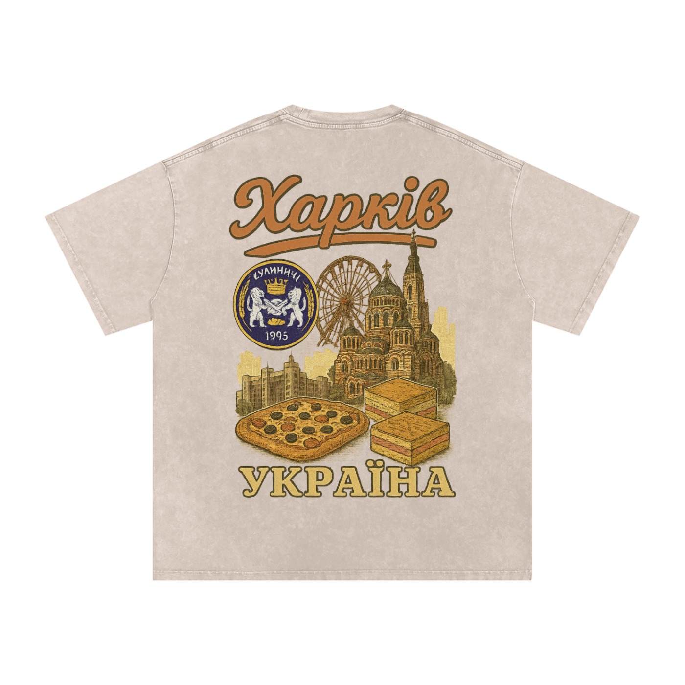 "Харків" Snow Washed Oversized Cotton T-Shirt (back)