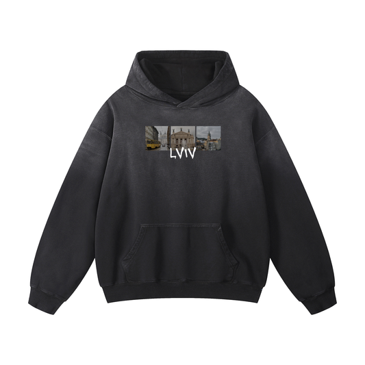 "LVIV" Heavyweight Sunfade Oversized Hoodie
