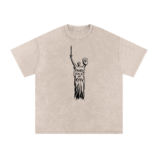 "Fairy Tale Of Kyiv"  Snow Washed Oversized Cotton T-Shirt