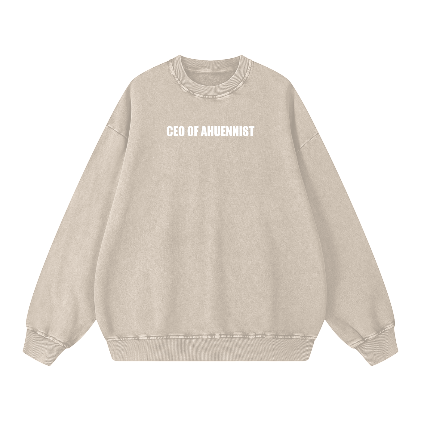 "CEO OF AHUENNIST" Snow Washed Oversized Sweatshirt