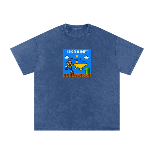 "Super Mario" Snow Washed Oversized Cotton T-Shirt