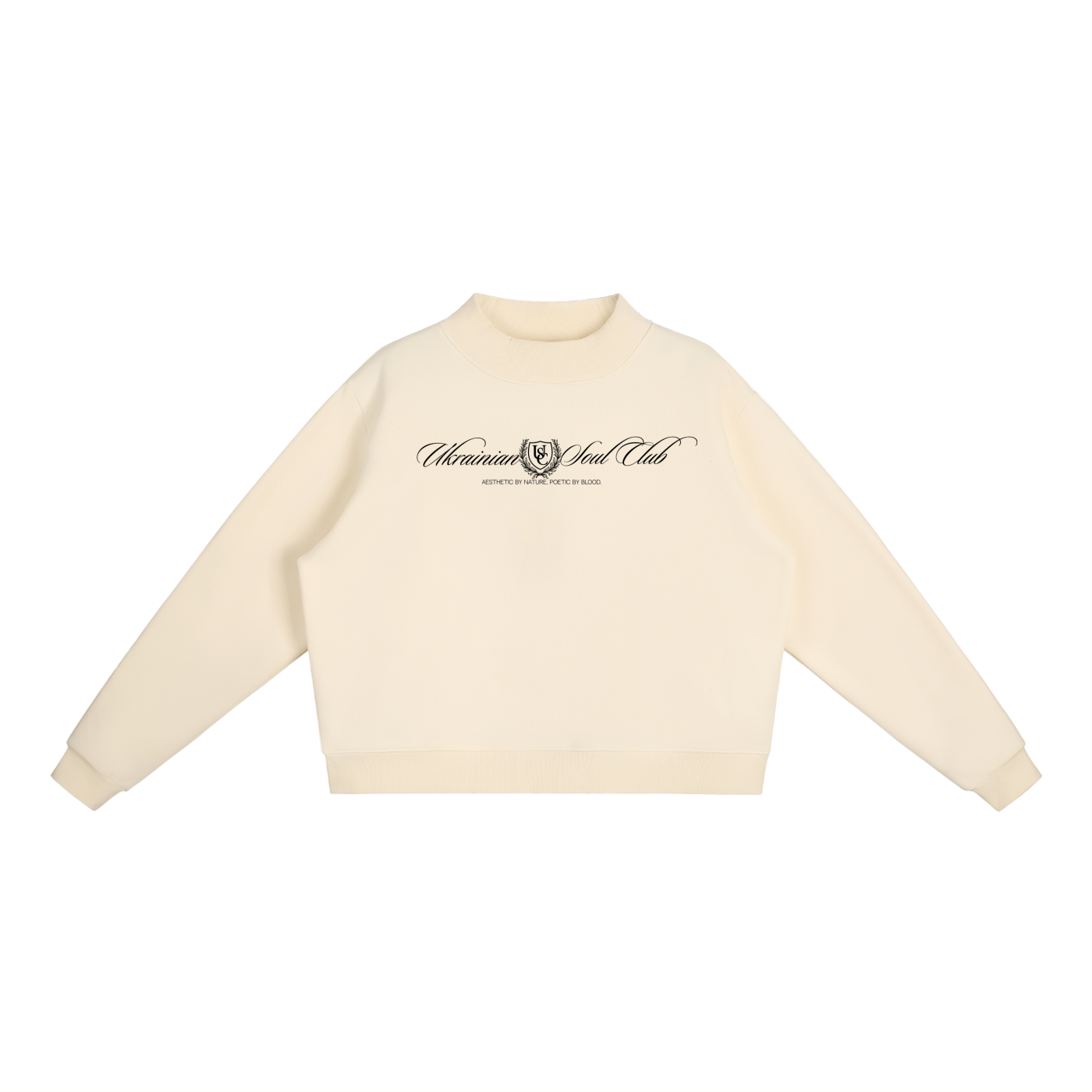“Ukrainian Soul Club” Essential Fleece Mock-Neck Crew Sweatshirt