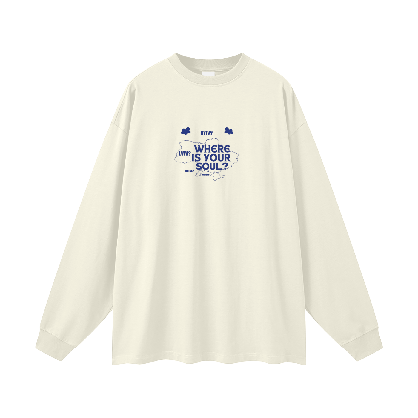 "Where is your soul?" Oversized Unisex Long Sleeve T-Shirt