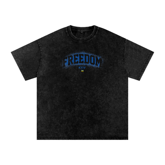 "Freedom" Snow Washed Oversized Cotton T-Shirt