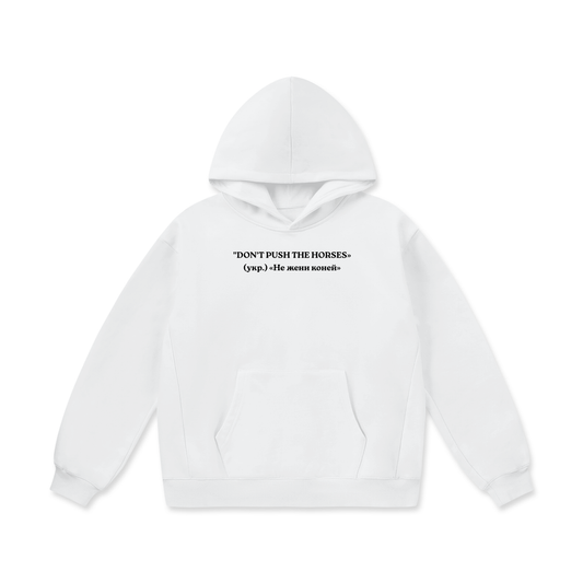 "DON'T PUSH THE HORSES" Oversize Heavyweight Fleece Hoodie - 460 GSM